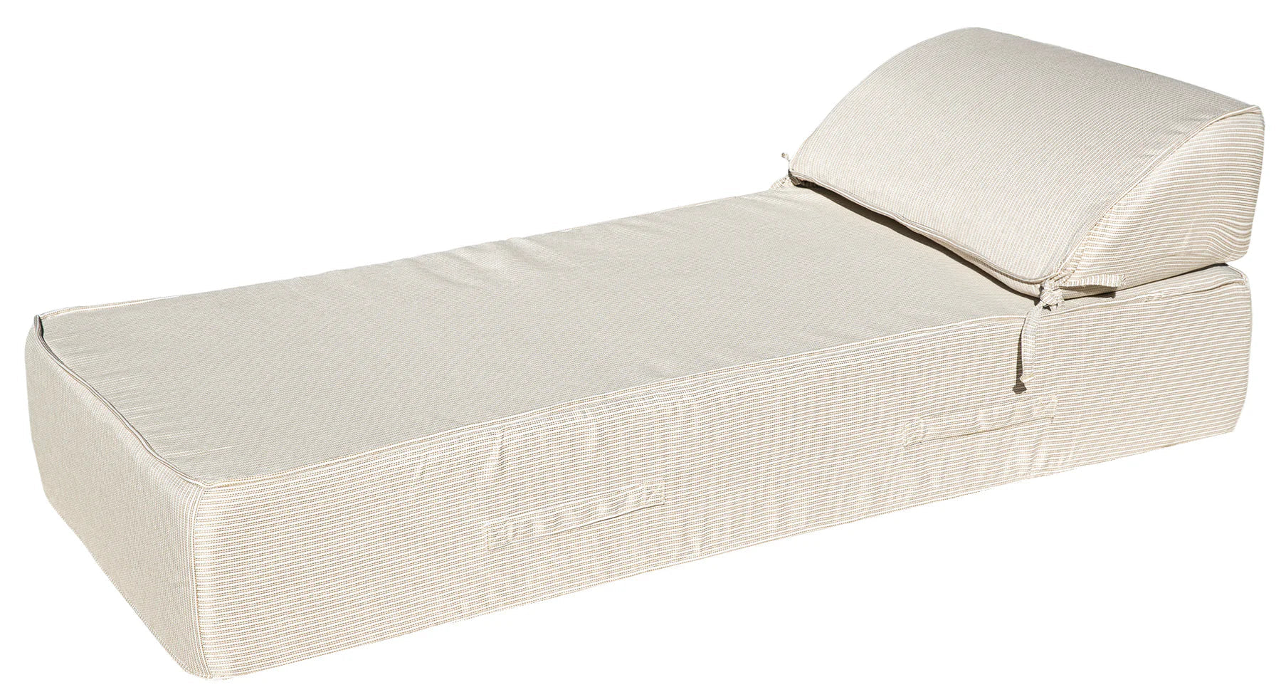 Single bed with headrest - beige and white fabric Bedtime.no.