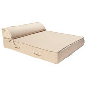 Double bed with headrest - raffia fabric Bedtime.no.