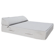 Double bed with headrest - Linen fabric Bedtime.no.