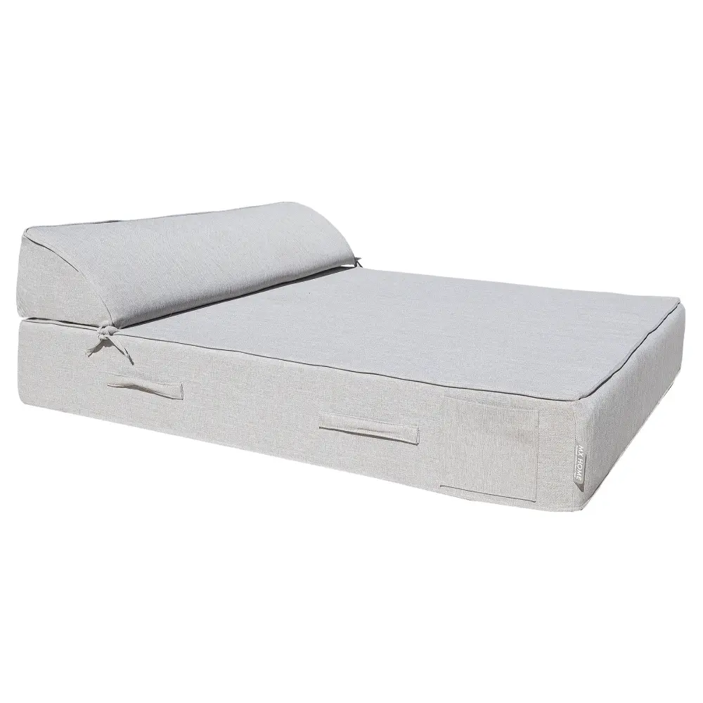 Double bed with headrest - Linen fabric Bedtime.no.