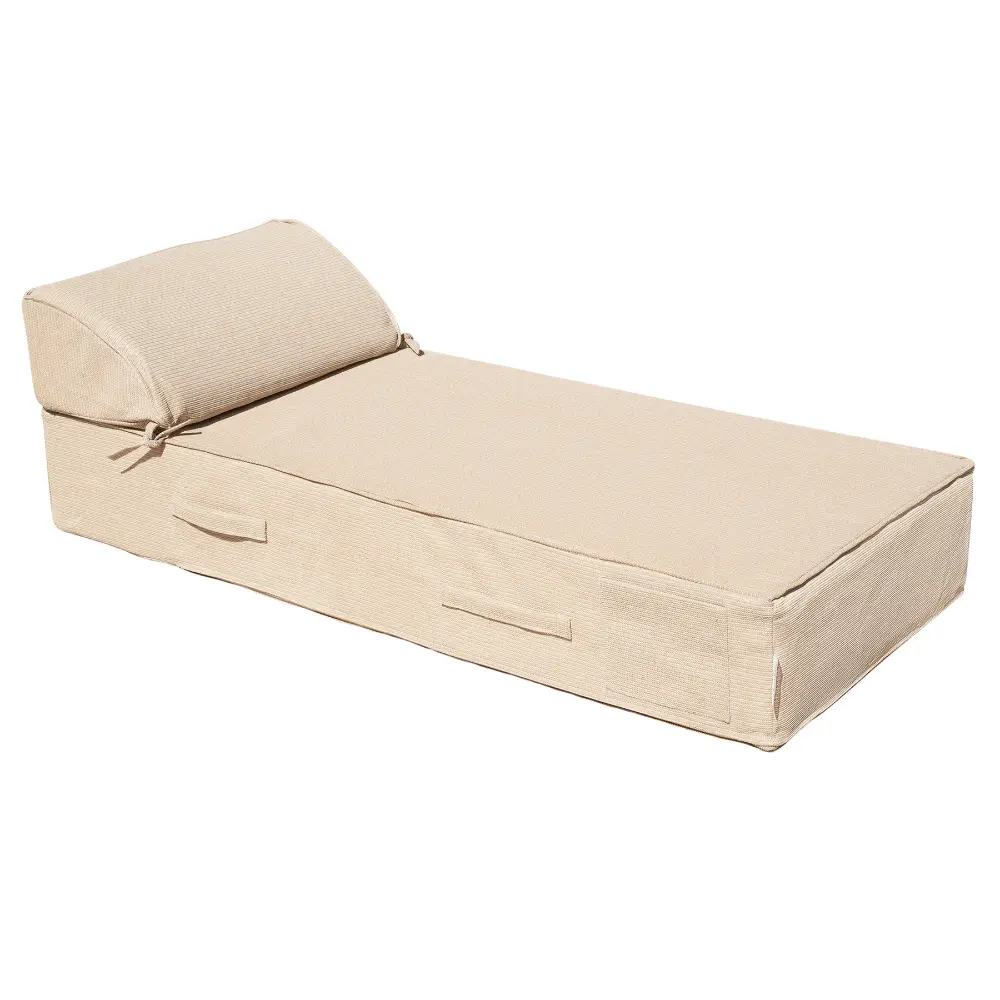 Single bed with headrest - raffia fabric Bedtime.no.
