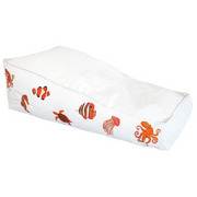 Flytende Solseng white raffia + orange fish embroidery Bedtime.no.