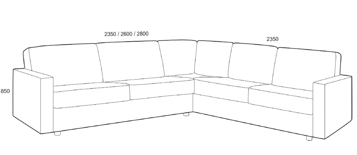 BEDinside hjornesofa måltegning 116/140/160 – måltegning