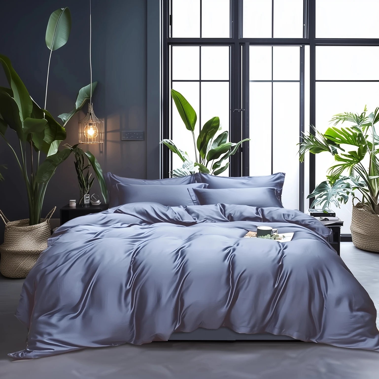 Bambus Sengesett, Medium Blå Bedtime Collection