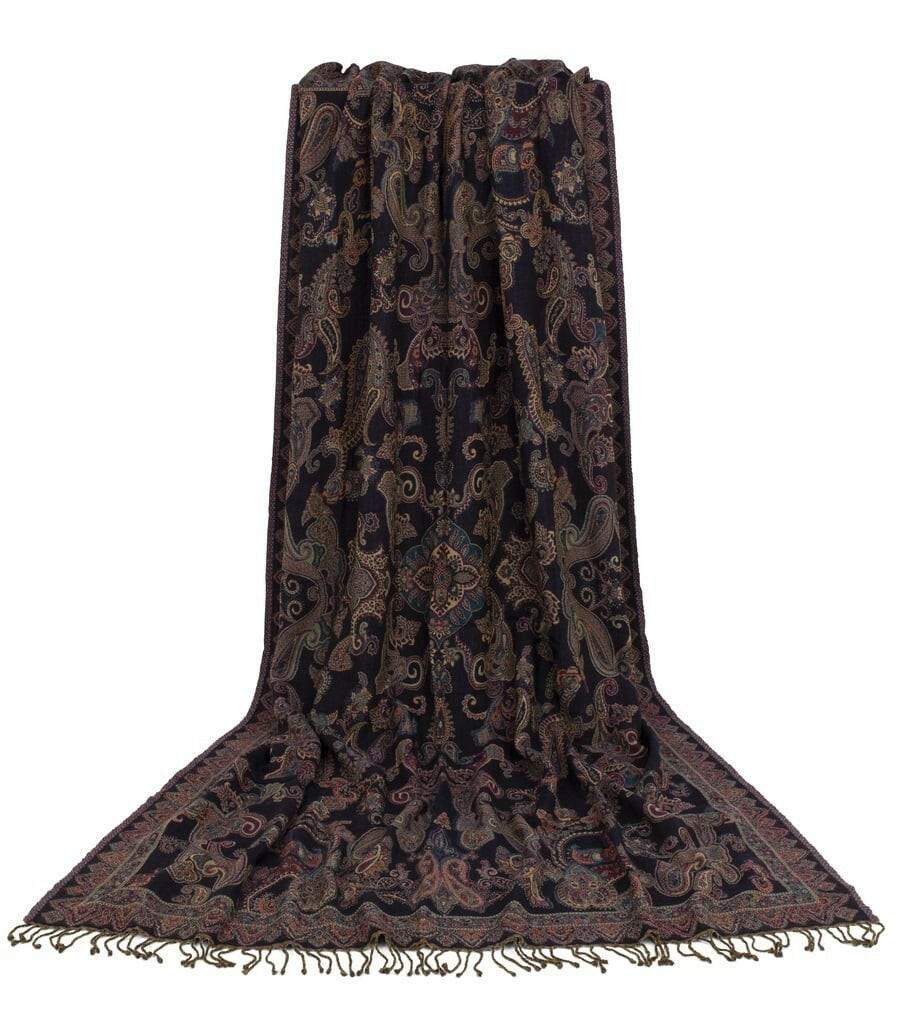 Ullpledd Paisley Black/Orange