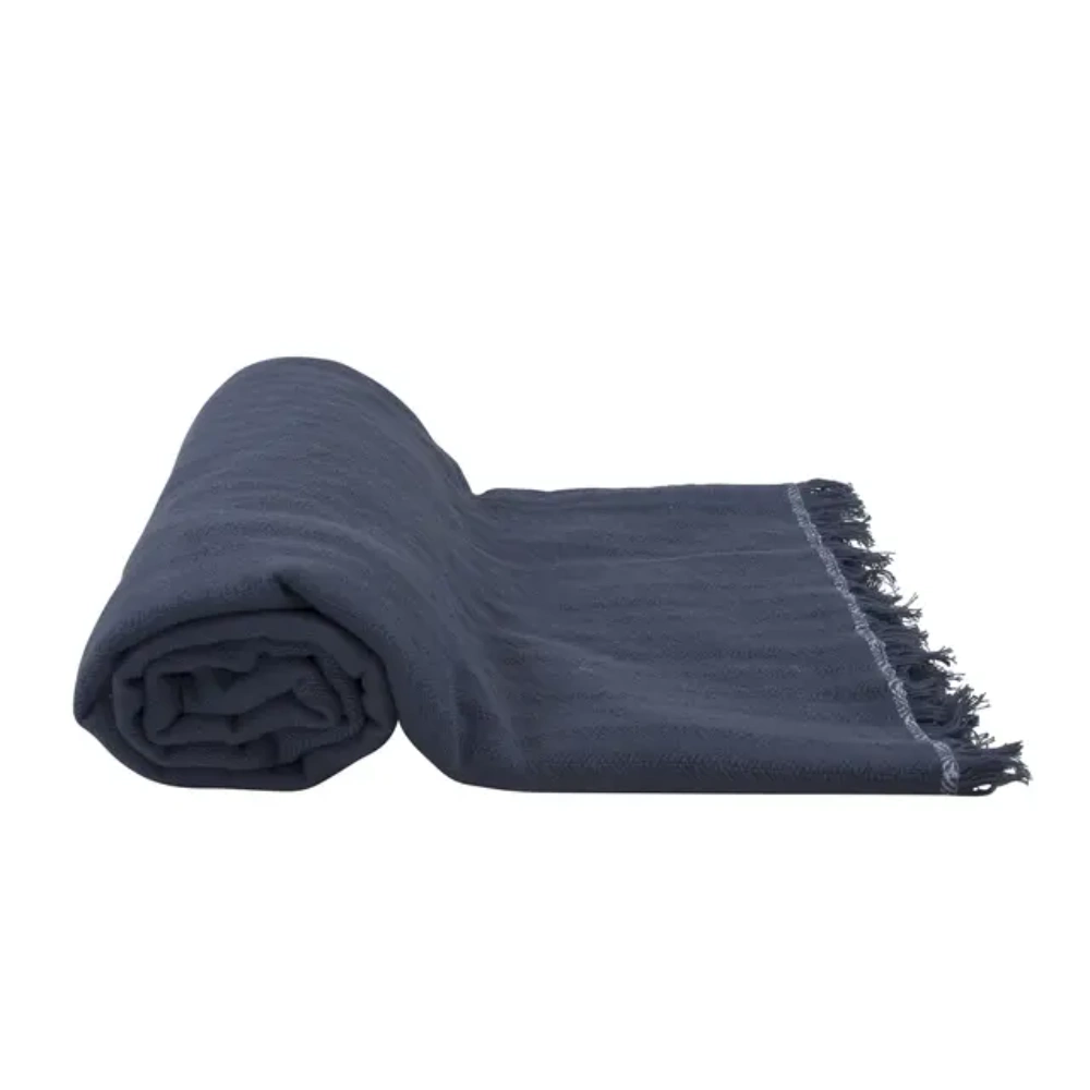 Borås Cotton Canasta Pledd 130x240 Jeans blue