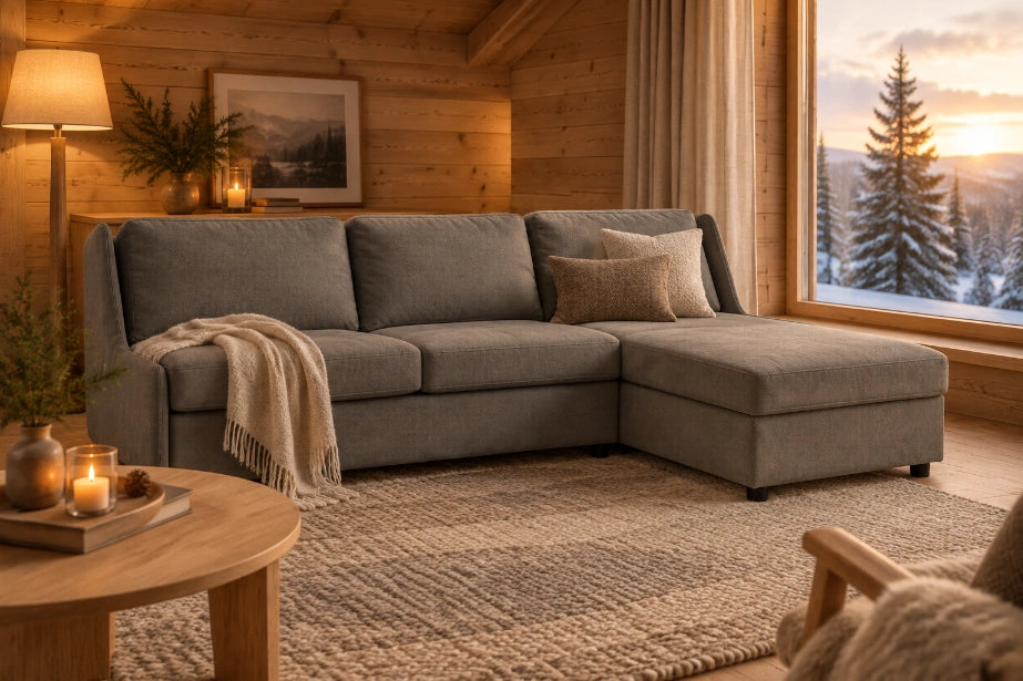 Hovden compact med sjeselong i nordisk hytte