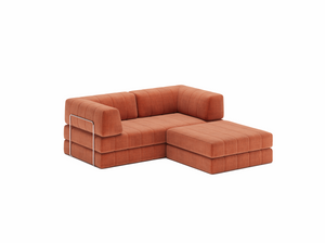 Sovesofa med armlener og puff