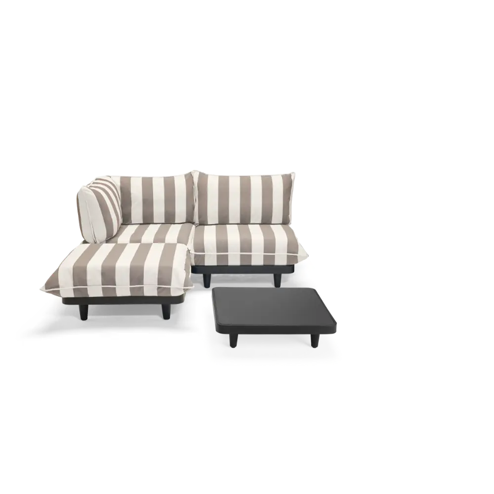 Fatboy Utesofa paletti set medium right stripe cacao incl. table Fatboy