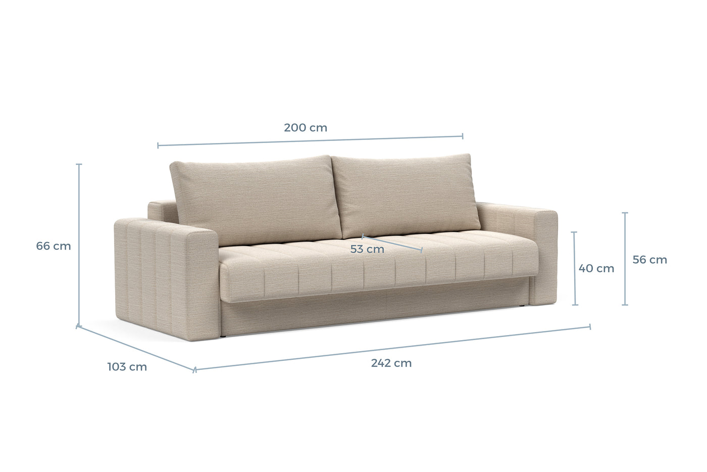 Måltegning av Akello med armlener i sofaform – måltegning