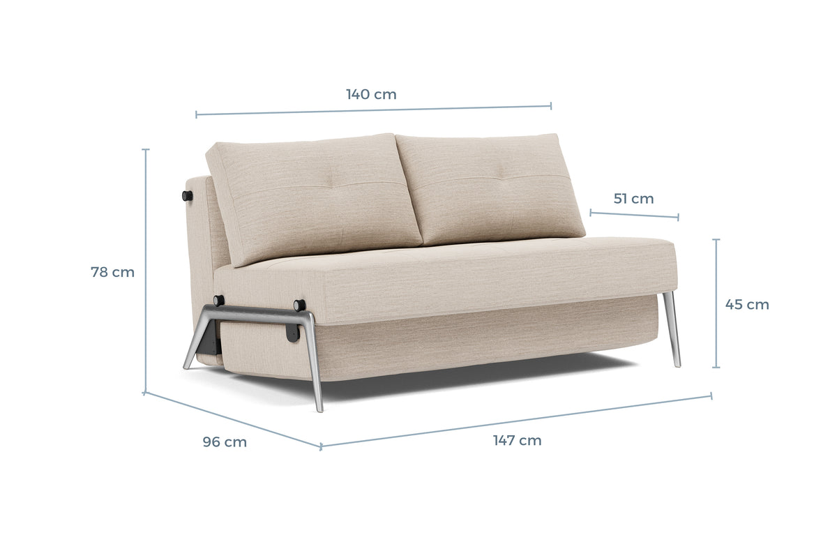 Måltegning av Cubed med aluminiumsben, 140 cm i sofaform – måltegning