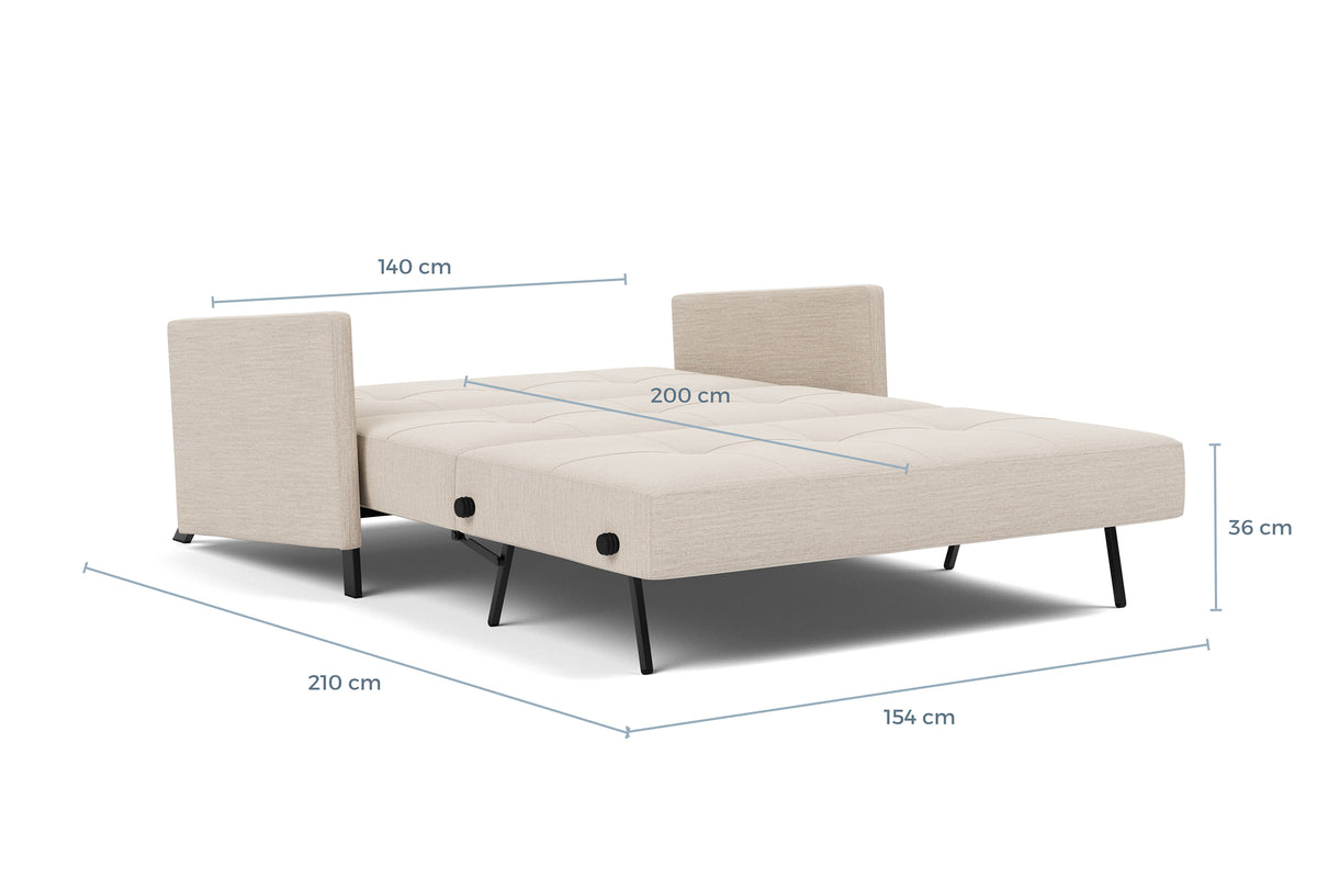 Måltegning av Cubed med armlener, 140 cm i sengestilling – måltegning