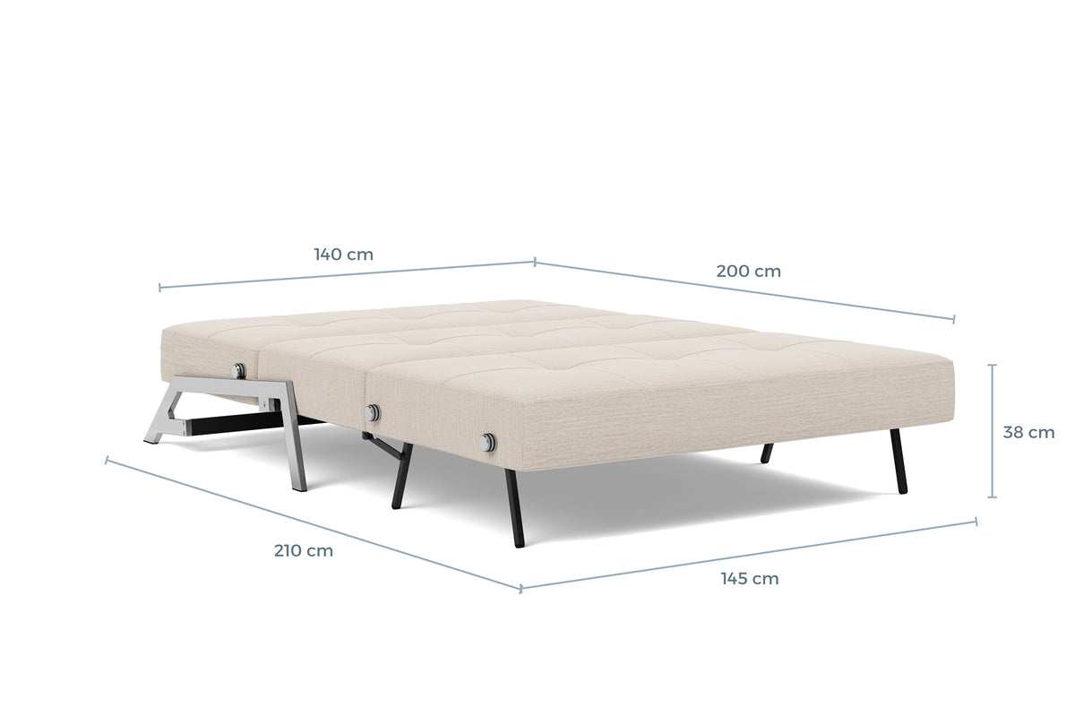 Måltegning av Cubed med kromben, 140 cm i sengestilling – måltegning
