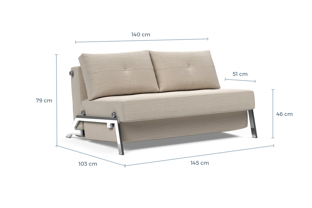 Måltegning av Cubed med kromben, 140 cm i sofaform – måltegning
