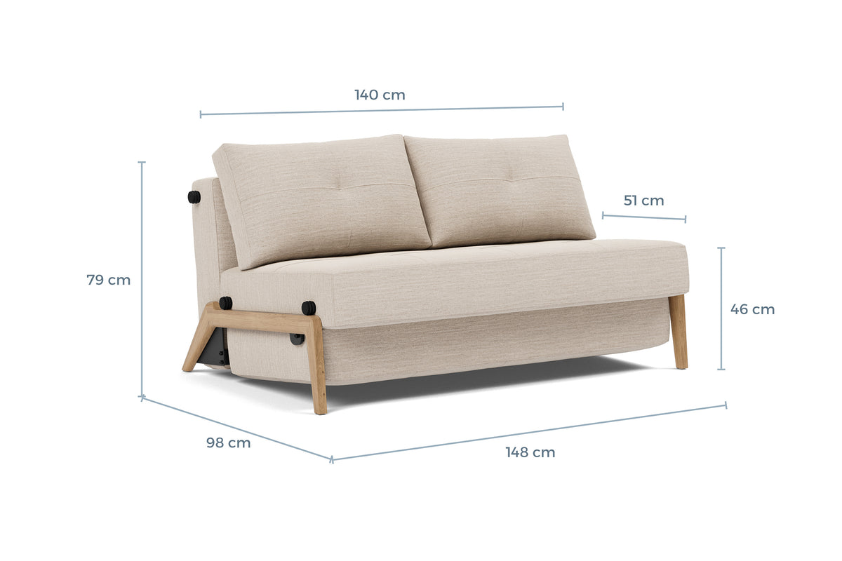 Måltegning av Cubed med eikeben, 140 cm i sofaform – måltegning