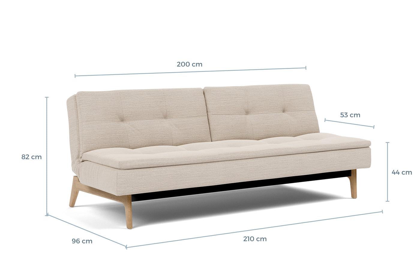 Måltegning av Dublexo med eikeben i sofaform – måltegning