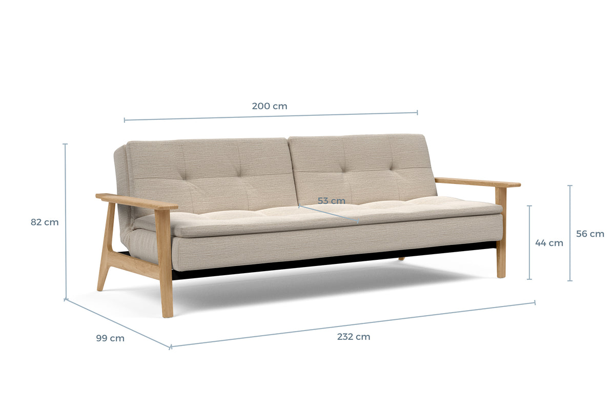 Måltegning av Dublexo med Frej eikeben i sofaform – måltegning