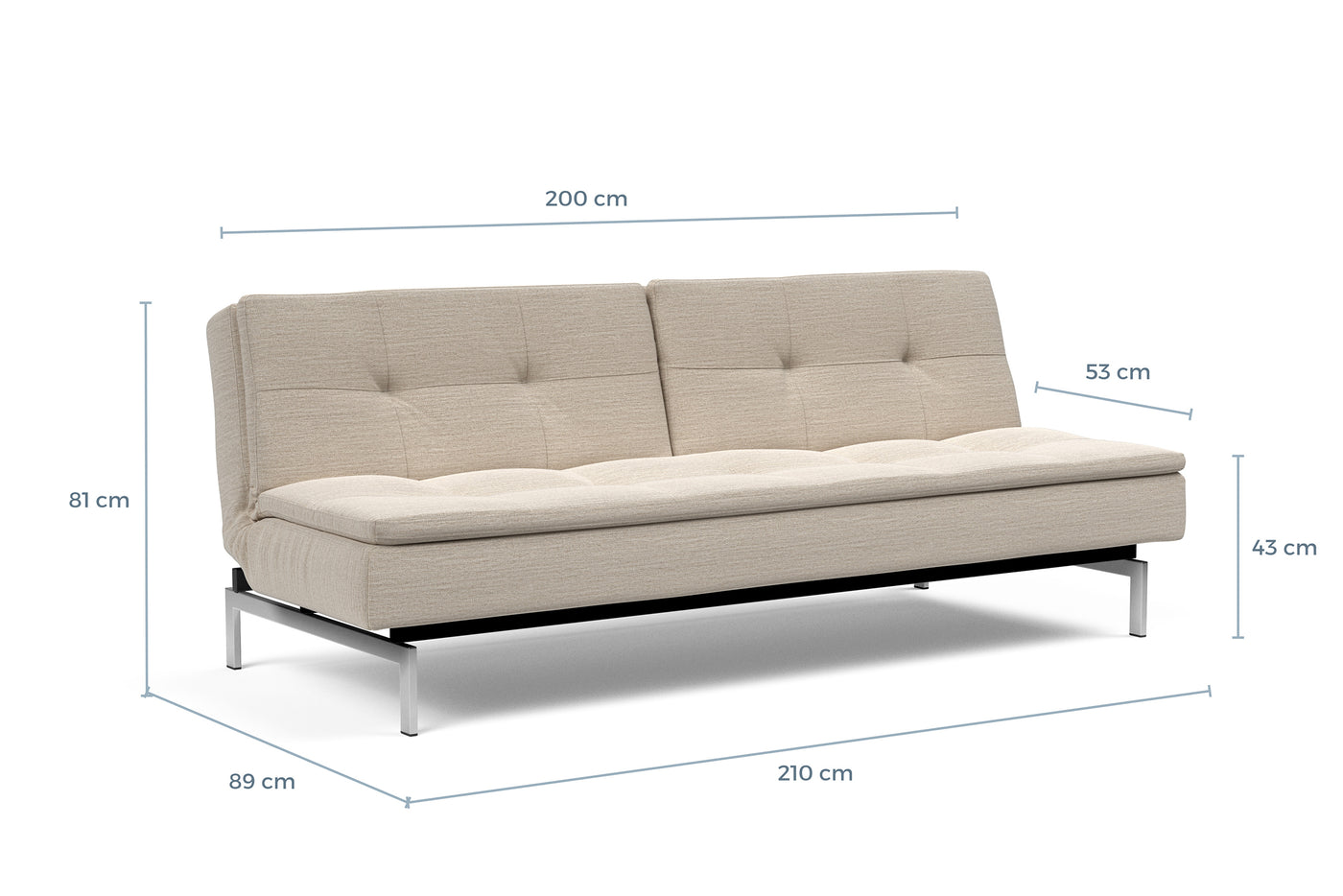 Måltegning av Dublexo med krom ben i sofaform – måltegning