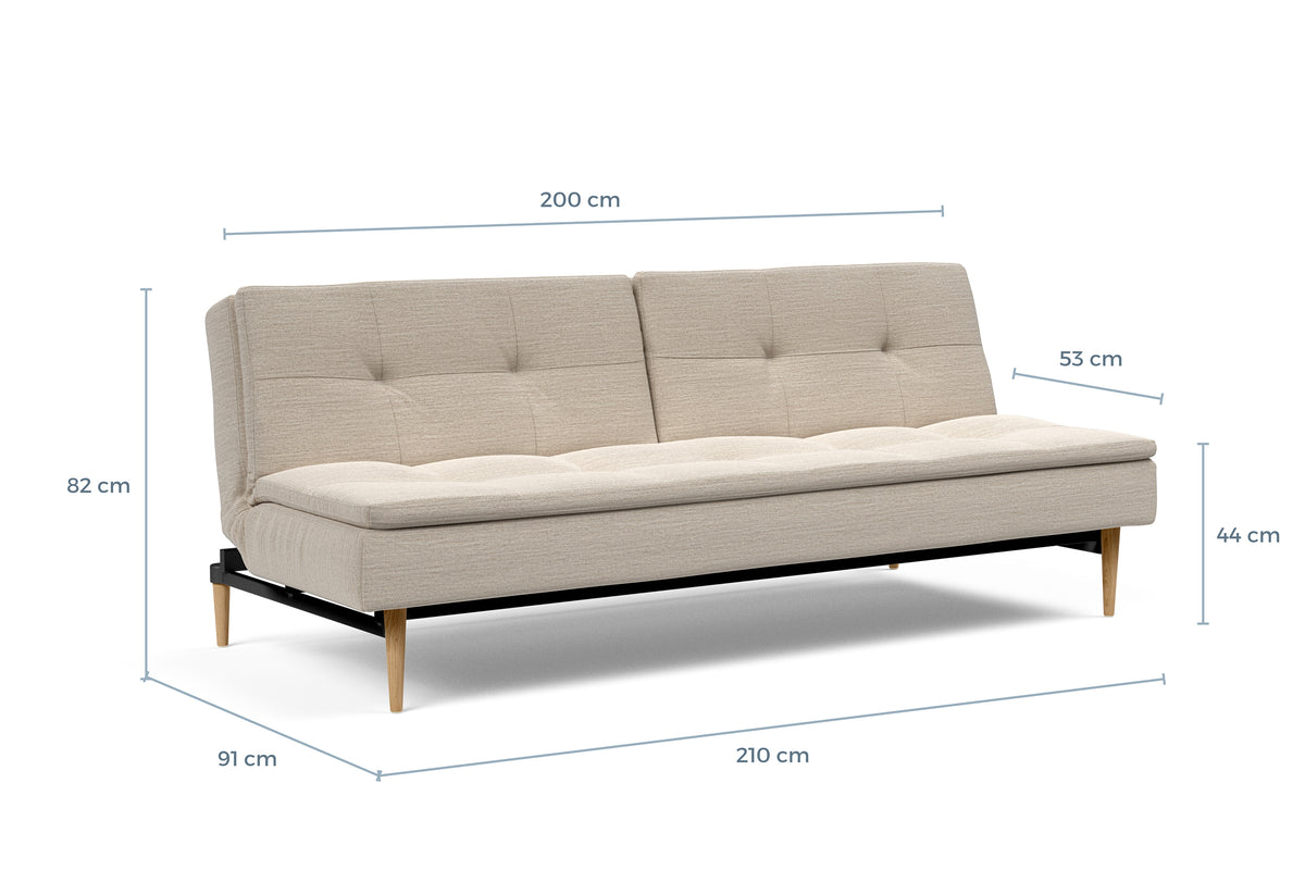 Måltegning av Dublexo med lyse Styletto-ben i sofaform – måltegning