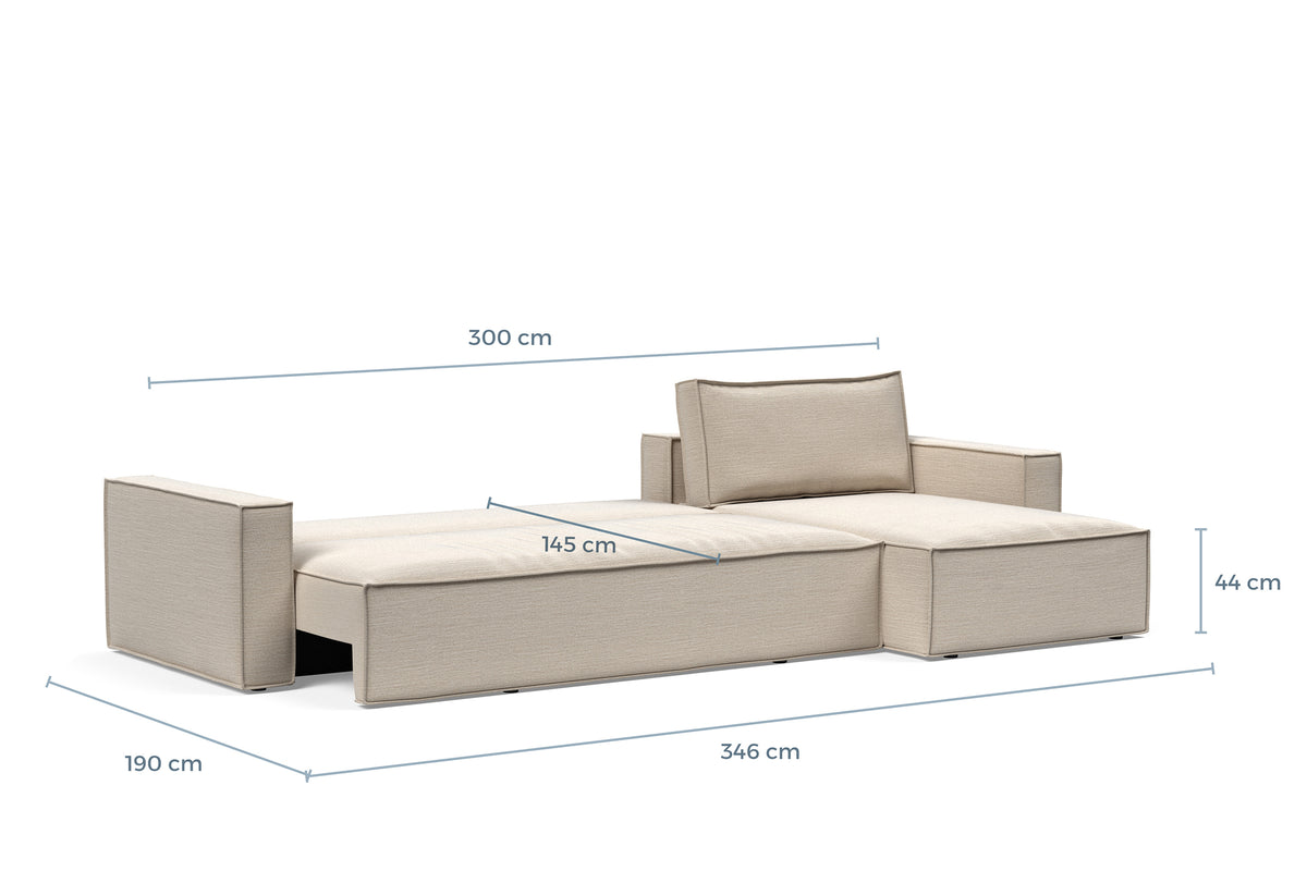 Måltegning av Newilla med Lounger i sengestilling – måltegning