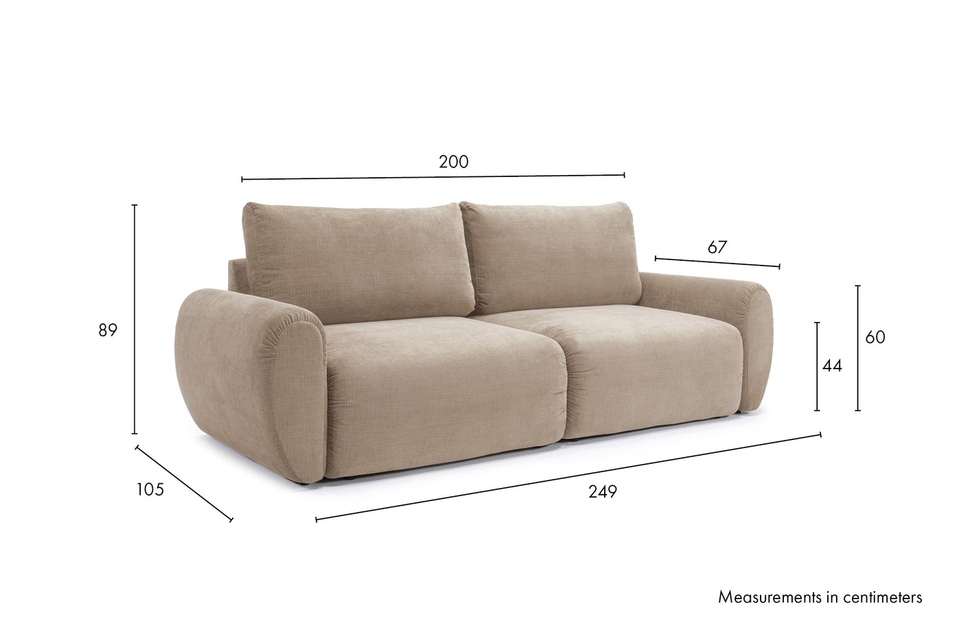 Måltegning av Norum Curve i sofaform – måltegning