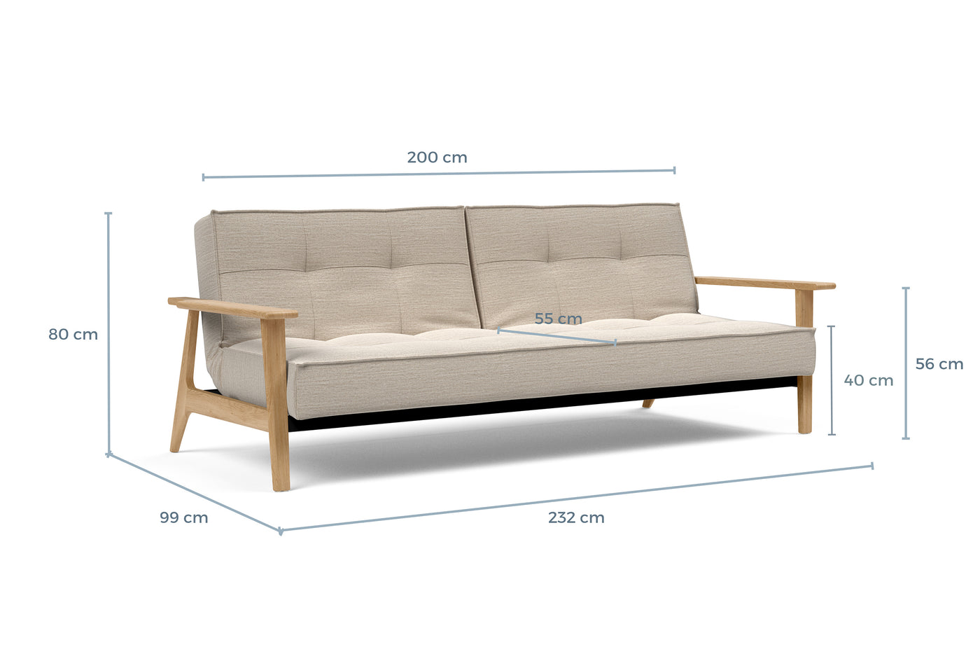 Måltegning av Splitback med Frej eikeben i sofaform – måltegning