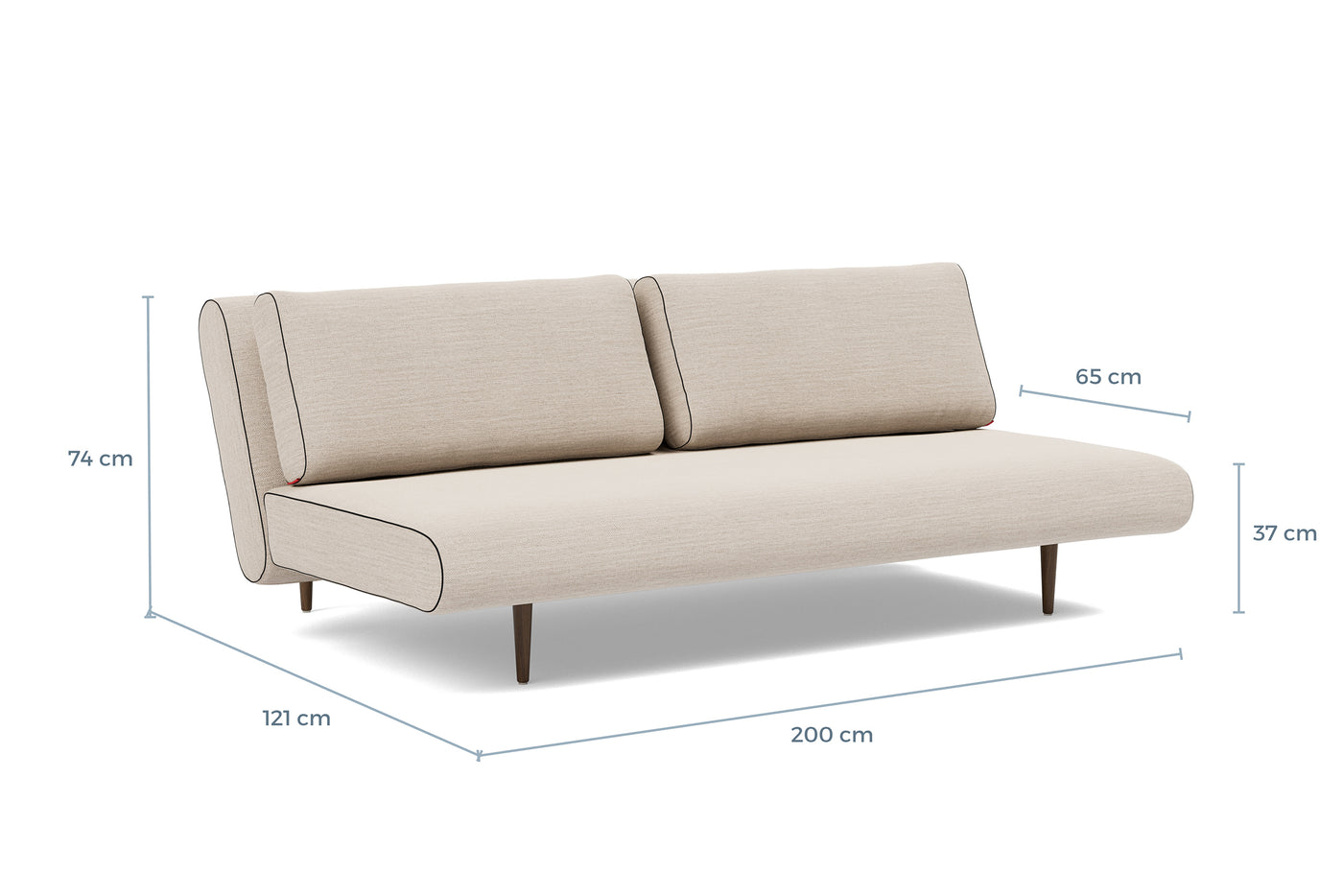 Måltegning av Unfurl Lounger i sofaform – måltegning