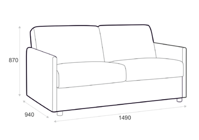Måltegning Hovden mySOFABED Savoy 140 – B174 D97 H87 – måltegning