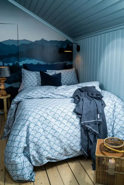 Borås Cotton Canasta Pledd 130x240 Jeans blue Bedtime.no Borås Cotton.