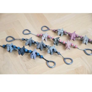 Strollerchain Knitted Elephant Blue Rose