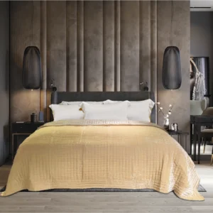 BedtimeCollection Silkevelour Sengeteppe Golden Sand kremgul