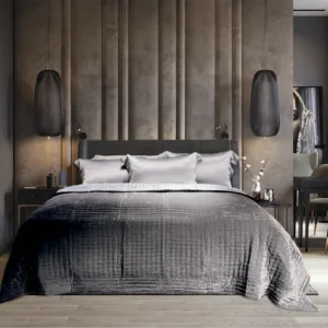 BedtimeCollection Silkevelour Sengeteppe Soft Grey Grå - M2