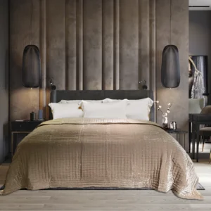 BedtimeCollection Silkevelour Sengeteppe Taupe Brun - M