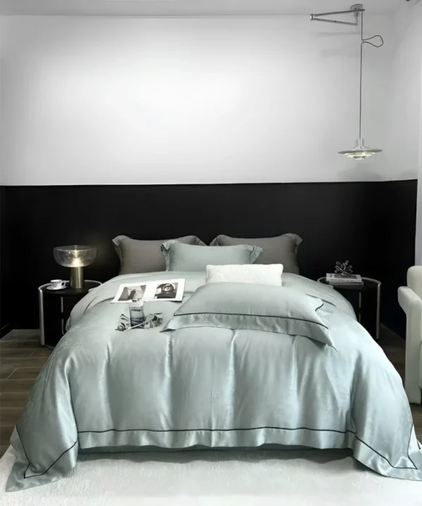 Eukalyptus sengetøy Salvie Grønn Jacquard Bedtime Collection
