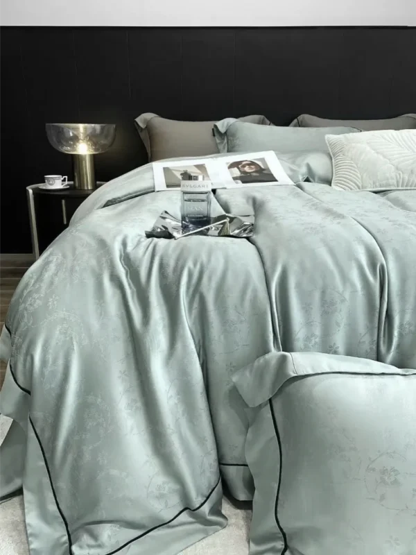 Eukalyptus sengetøy Salvie Grønn Jacquard Bedtime Collection