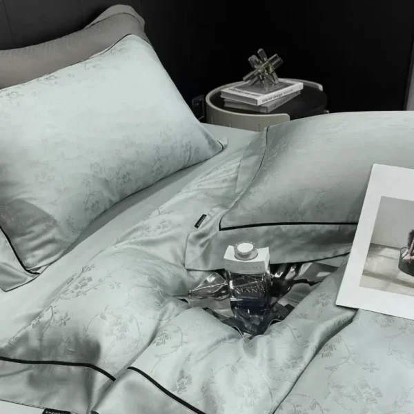Eukalyptus sengetøy Salvie Grønn Jacquard Bedtime Collection