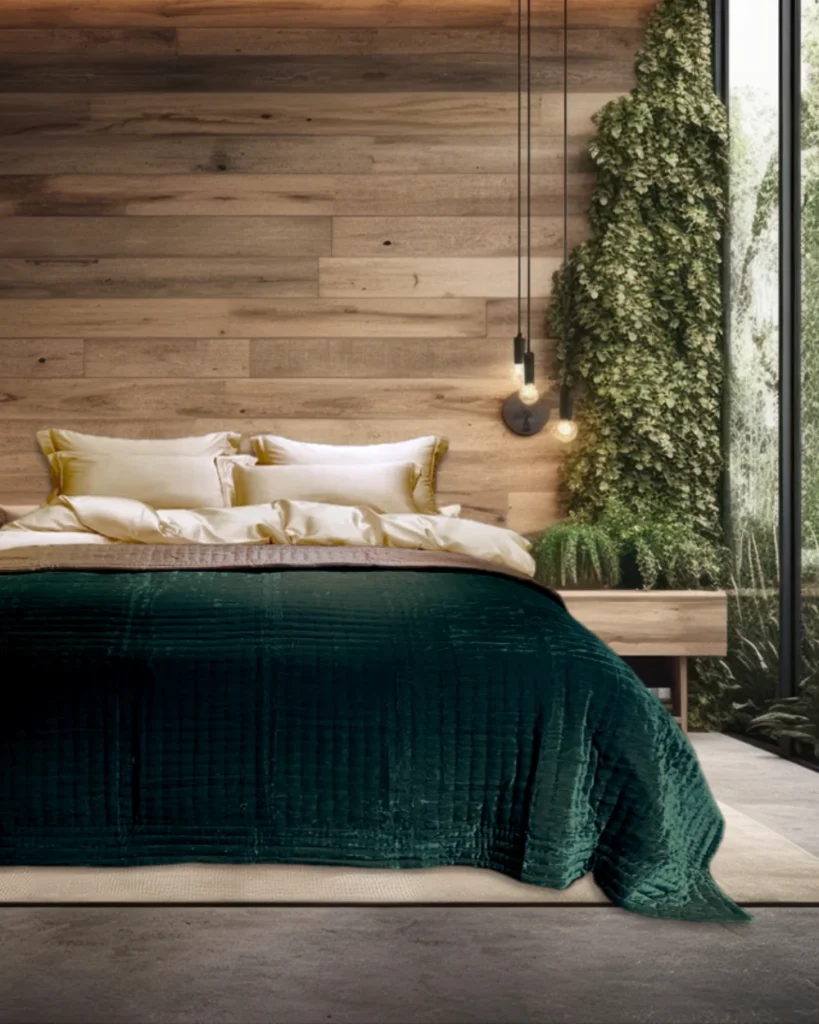 BedtimeCollection Silkevelour Sengeteppe Ivy Green grønn