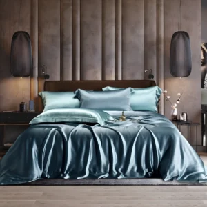 Silke-senegsett- sengetøy oppredd seng duo-turkis-Bed-Time-Collection
