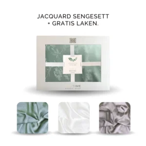 Eukalyptus Sengesett Jacquard Salviegrønn + Gratis laken