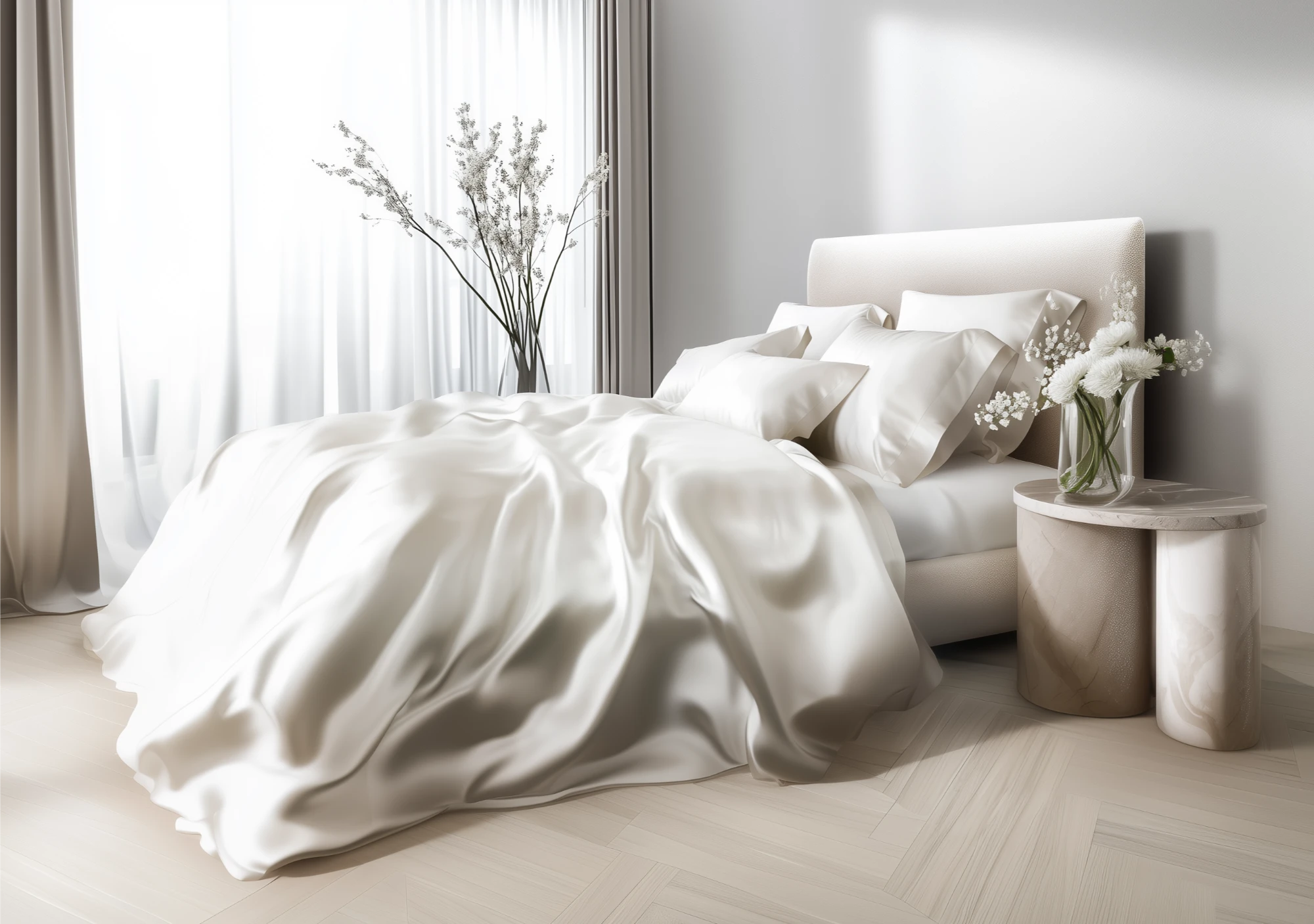 Sengetøy silke hvit Bedtime Collection Miljø