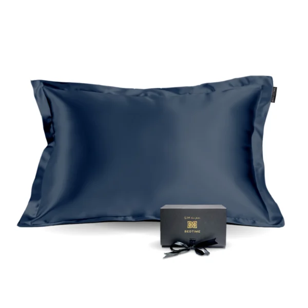 Silke putetrekk mørk blå navy 50x70 cm Bedtime Collection