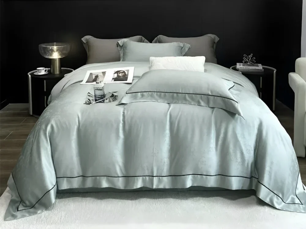 Eukalyptus sengetøy Salvie Grønn Jacquard Bedtime Collection