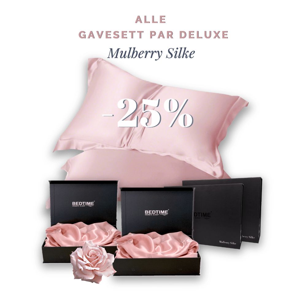 Rosa gavesett Mulberry silke