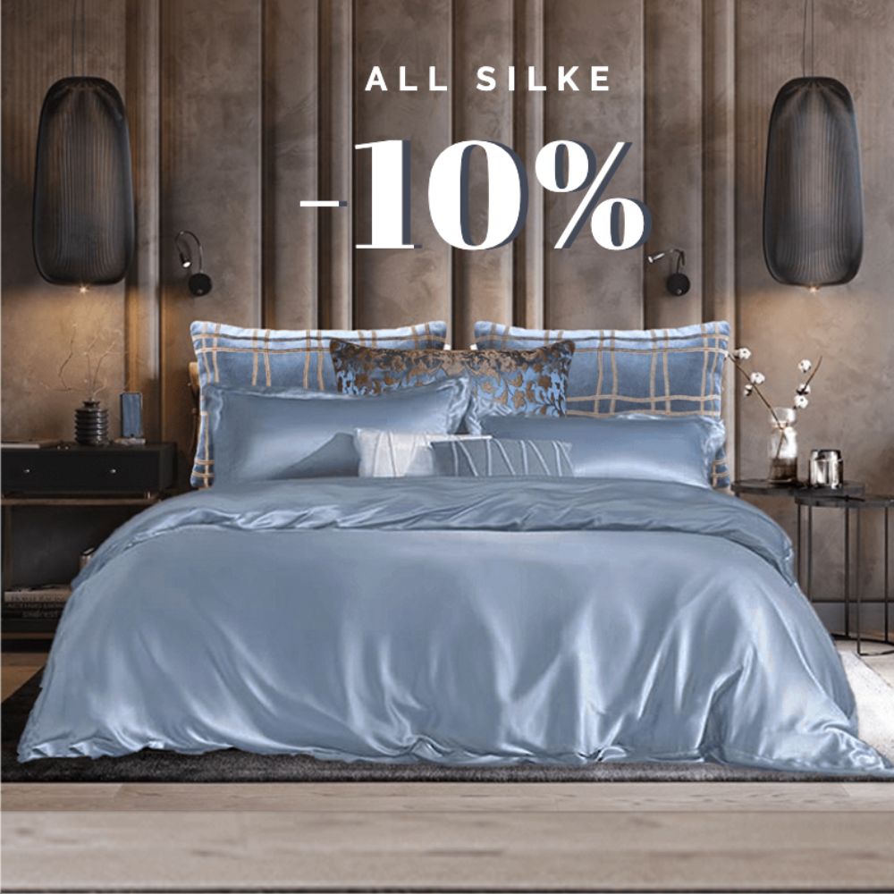 All silke 10% blå sengetøy