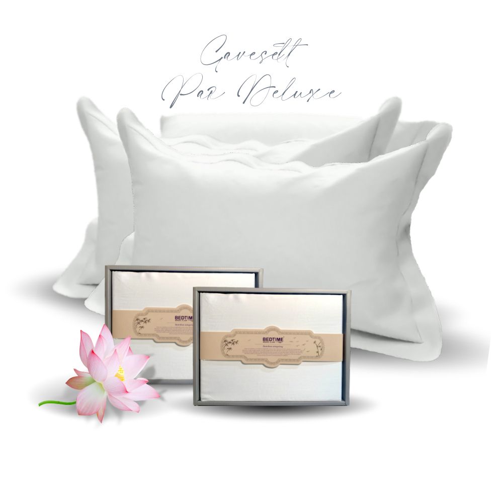 Gavesett sengetøy Bambus Par Deluxe hvit