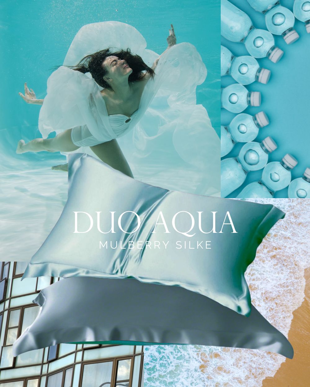 Duo Aqua kollage inspirasjon turkis silke
