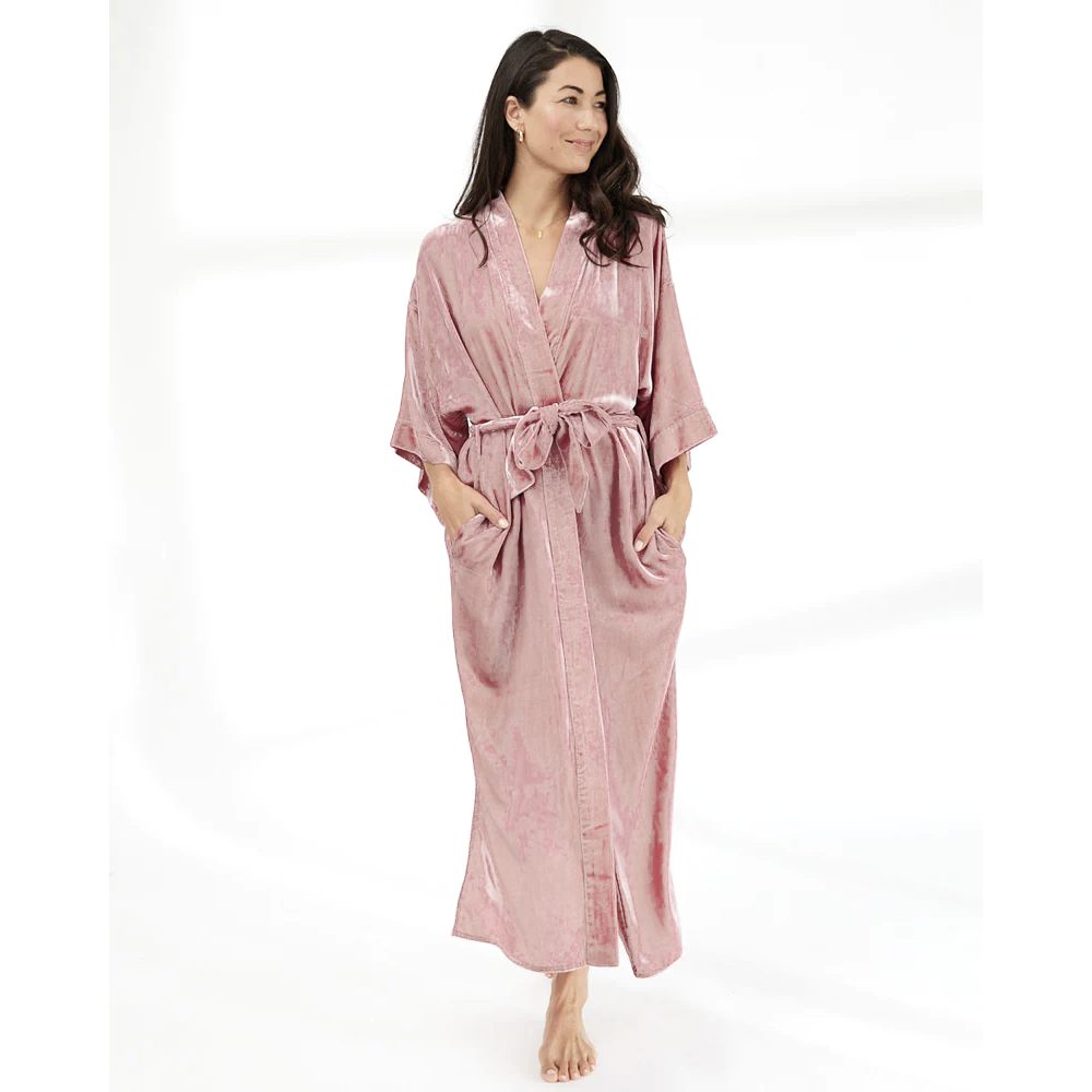 Rosa silke kimono morgenkåpe
