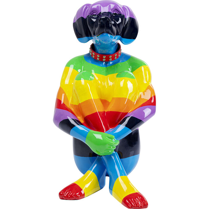 Stor fargerik hundeskulptur i regnbuefarger Rainbow dog skulptur figur
